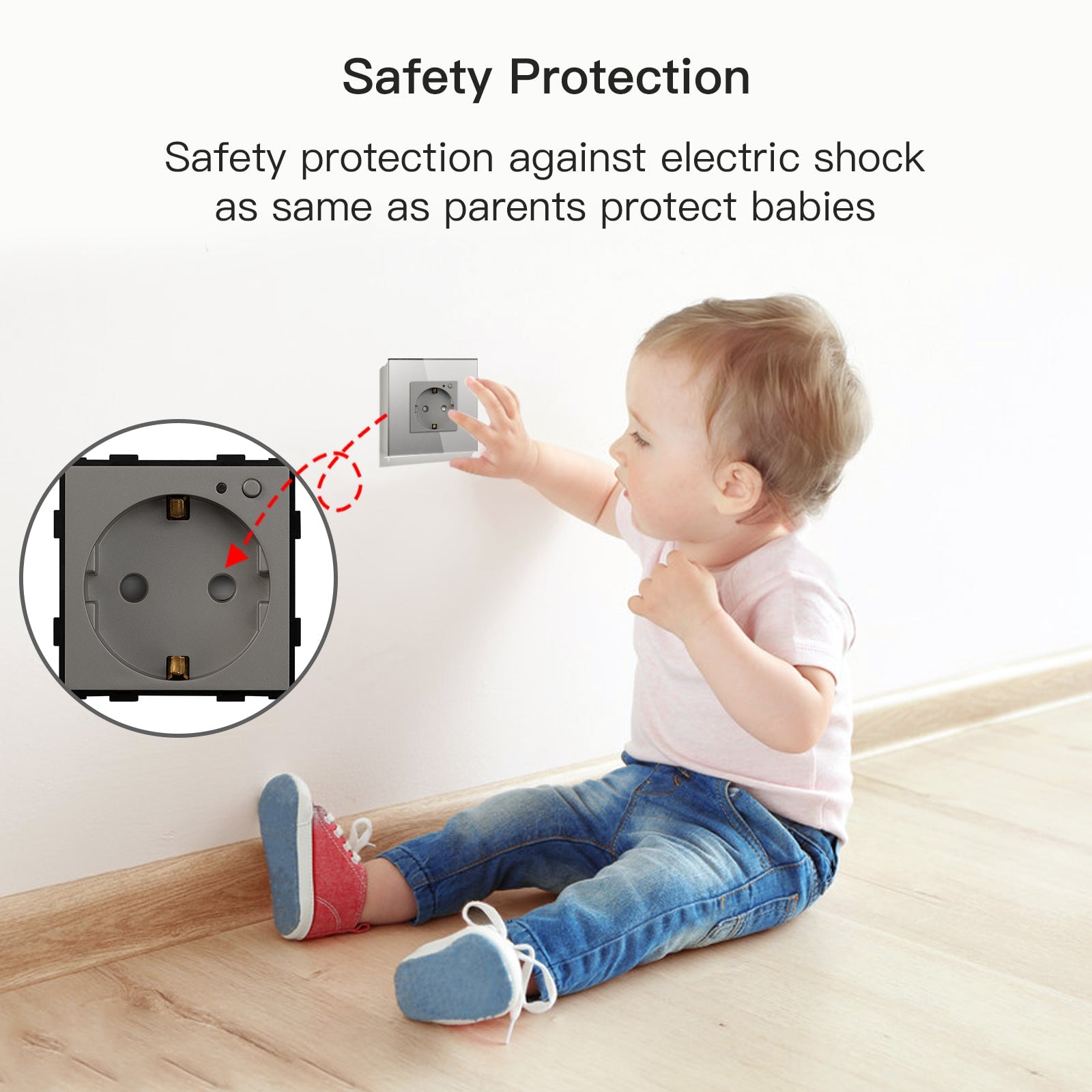 BSEED Wifi EU Wall Sockets Single Power Outlets Kids Protection Wall Plates & Covers Bseedswitch 