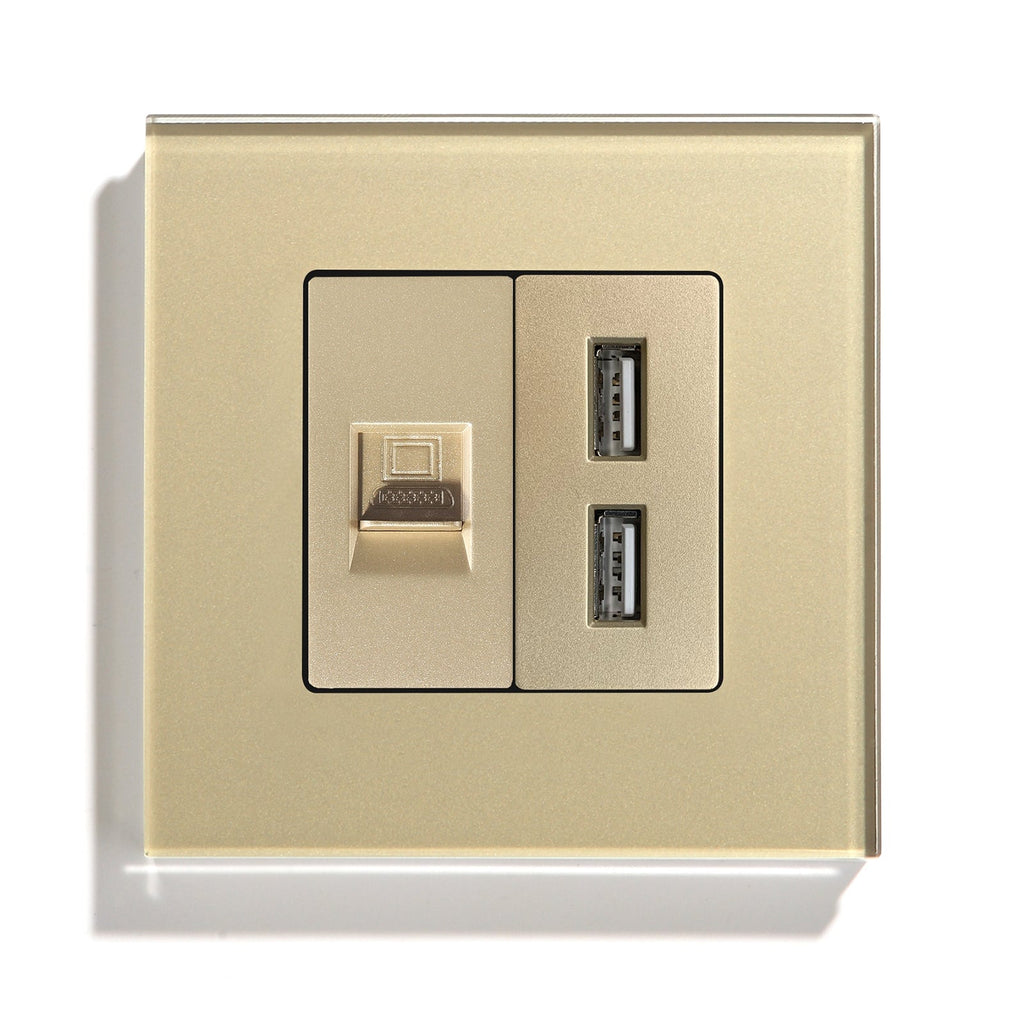 Sockets BSEED Wall Light Switches Parts White Glass Frames USB