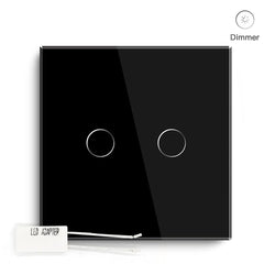 Bseed EU Standard Touch LED Dimmer 2Gang 1 Way With Crystal Glass Panel Light Switches Bseedswitch 