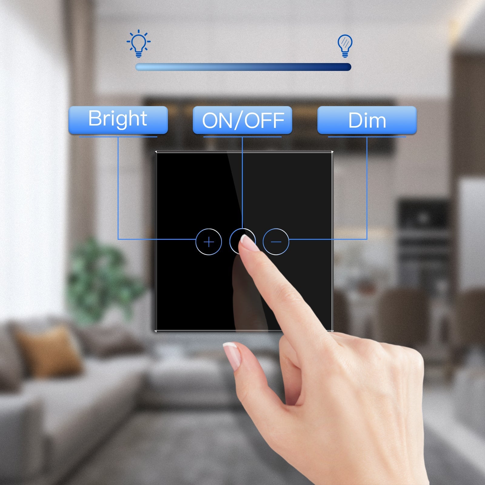 Bseed Eu Standard Touch Sensor Dimmer Switch 1gang 1way Crystal Glass Bseedswitch 9818