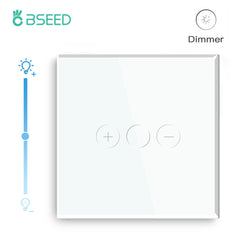 Bseed EU Standard Touch Sensor Dimmer Switch 1Gang 1Way Crystal Glass Dimmable LED Light Switches Home Dimmer Wall Switches Light Switches Bseedswitch 