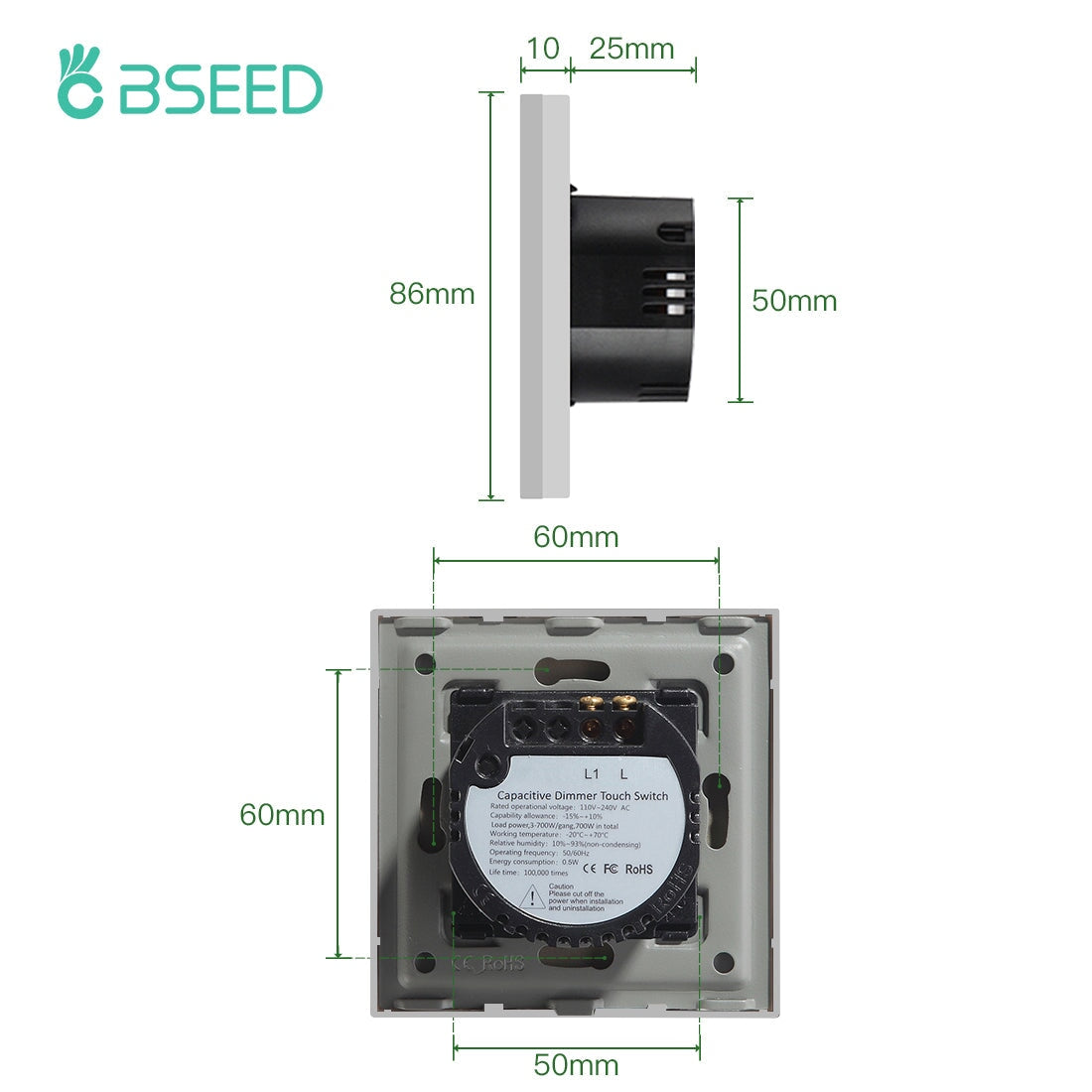 Bseed Touch Dimmer Switch 1/2 Gang 1/2 Way Light Switches Bseedswitch 