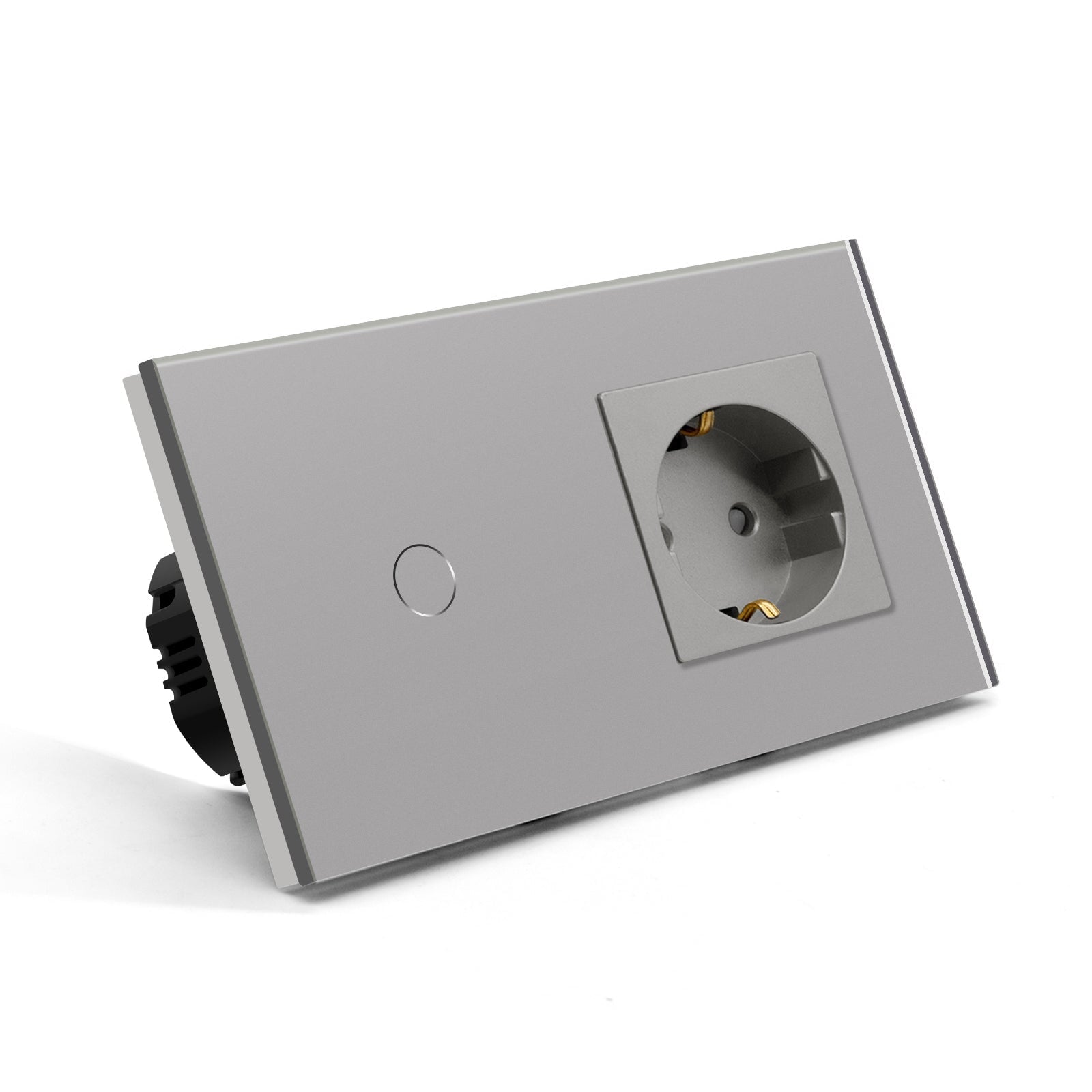 Bseed 1/2/3 Gang 1/2/3 Way Touch Light Switch with Eu Socket 300W Wall Plates & Covers Bseedswitch Grey 1 Gang 1 Way