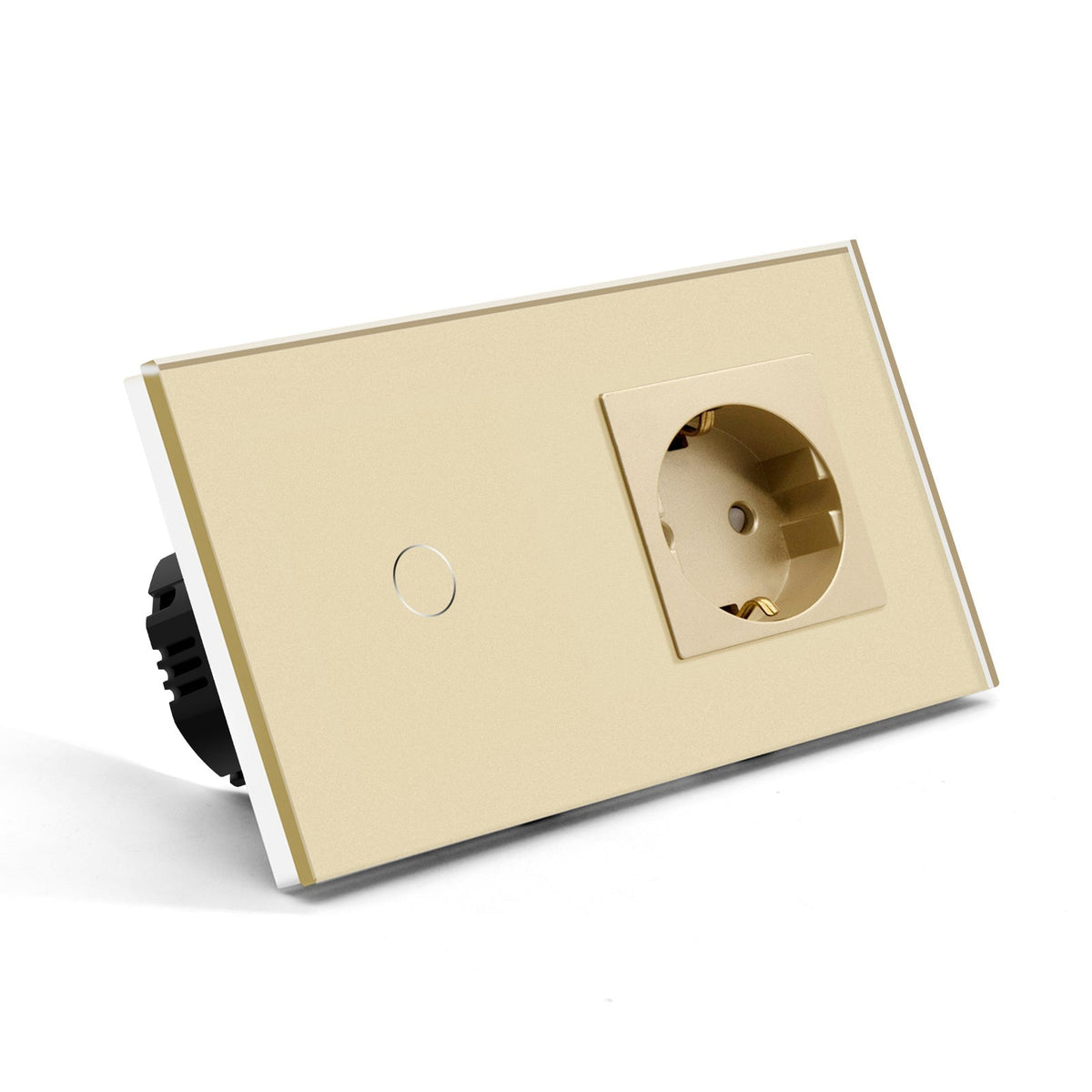 Bseed 1/2/3 Gang 1/2/3 Way Touch Light Switch with Eu Socket 300W Wall Plates & Covers Bseedswitch Golden 1 Gang 1 Way