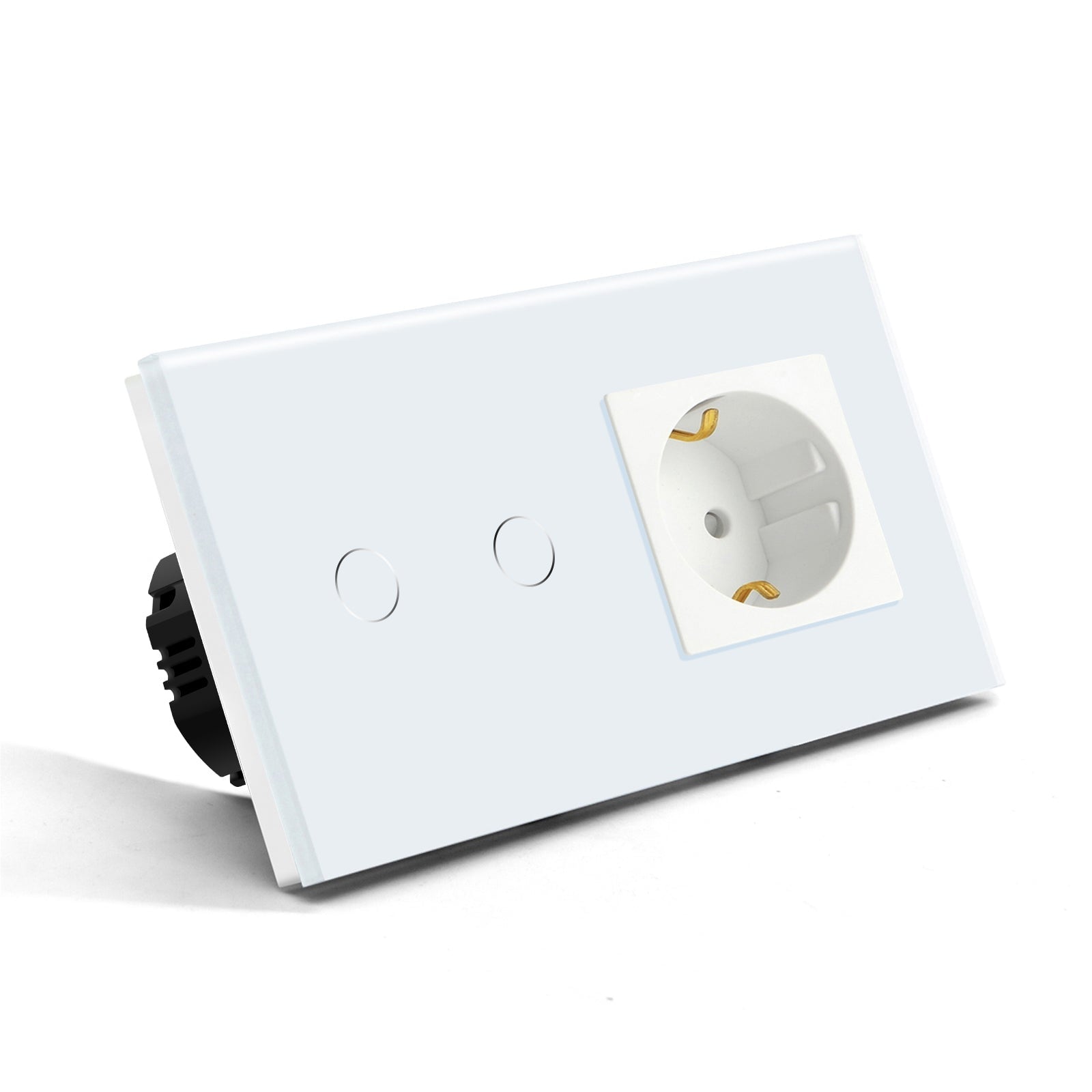 Bseed 1/2/3 Gang 1/2/3 Way Touch Light Switch with Eu Socket 300W Wall Plates & Covers Bseedswitch White 2 Gang 1 Way