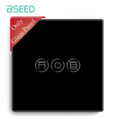 Bseed Glass Panel WiFi Roller Shutter Switch Panel Cystal Glass 86mm Bseedswitch Black 