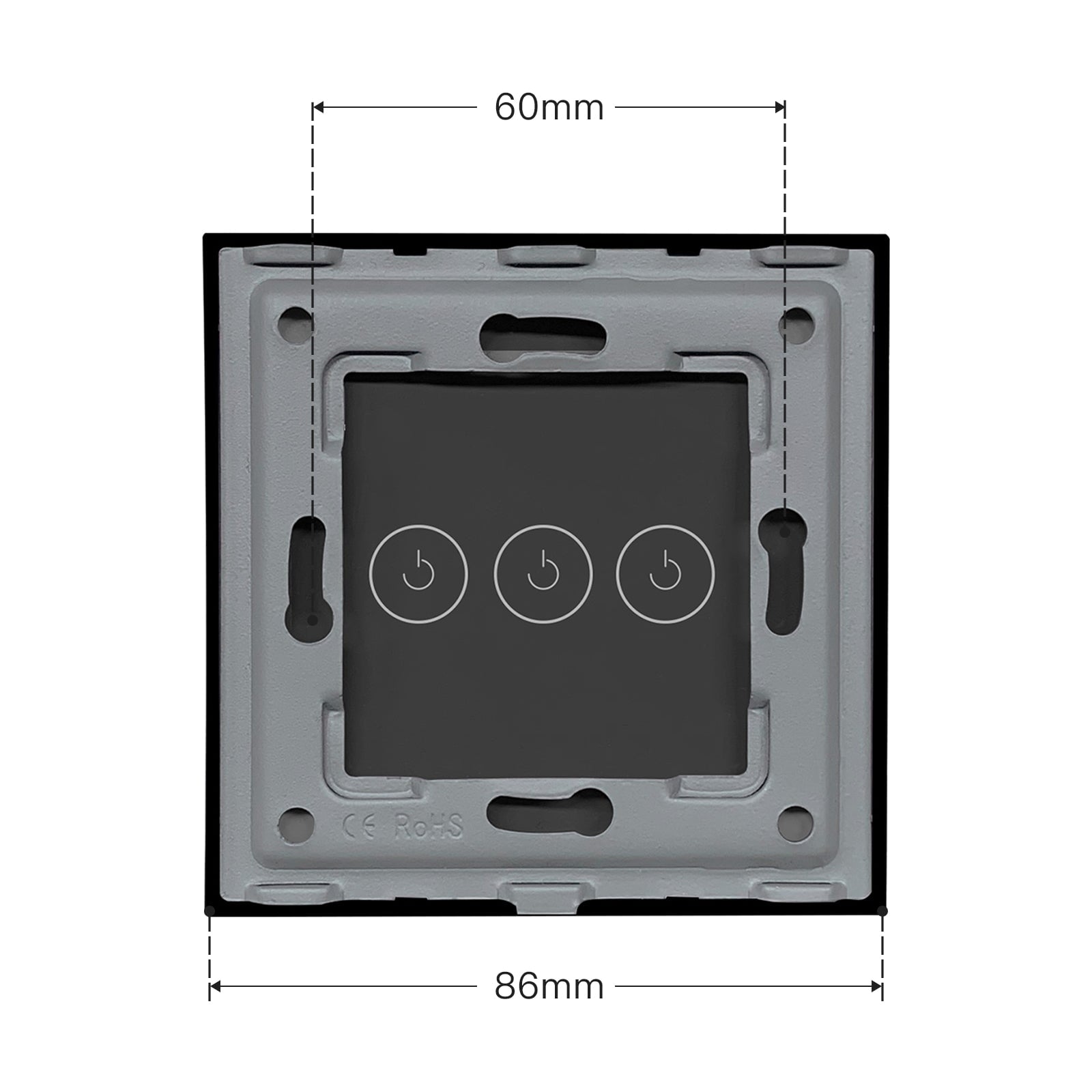 BSEED 86mm Crystal Glass Panel With Metal Pearl 1/2/3 Gang Only Panel Bseedswitch 