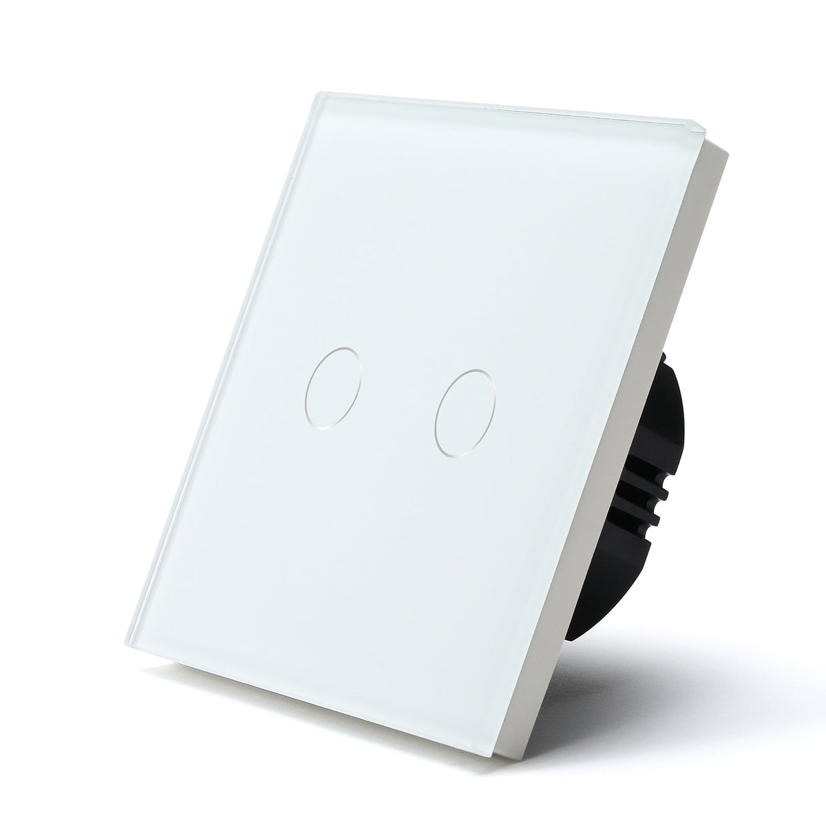 Bseed EU Standard Touch LED Dimmer 2Gang 1 Way With Crystal Glass Panel Light Switches Bseedswitch White 