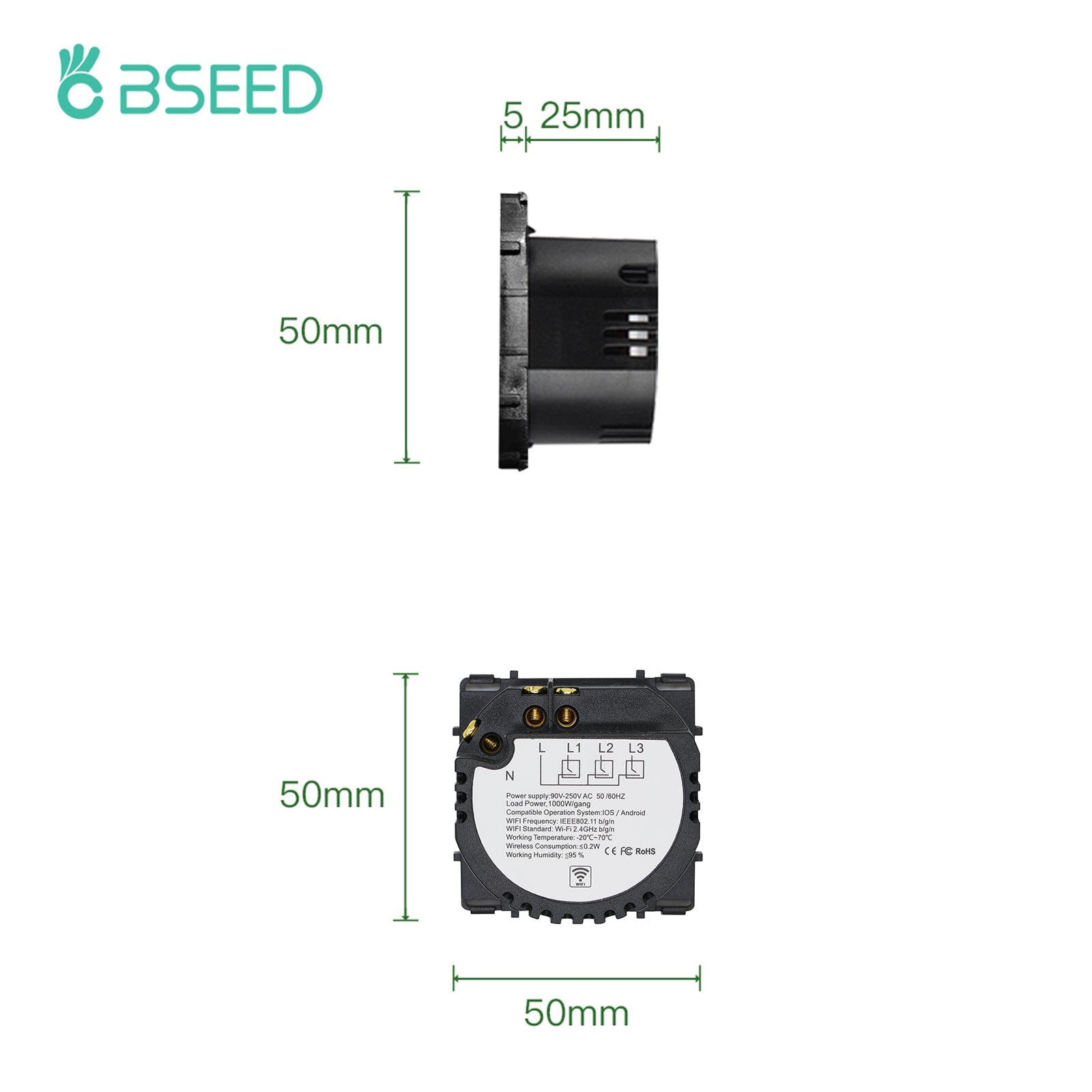 Bseed ZigBee Wifi Light Switch 1/2/3 Way Function Key DIY Parts Light Switches Bseedswitch 