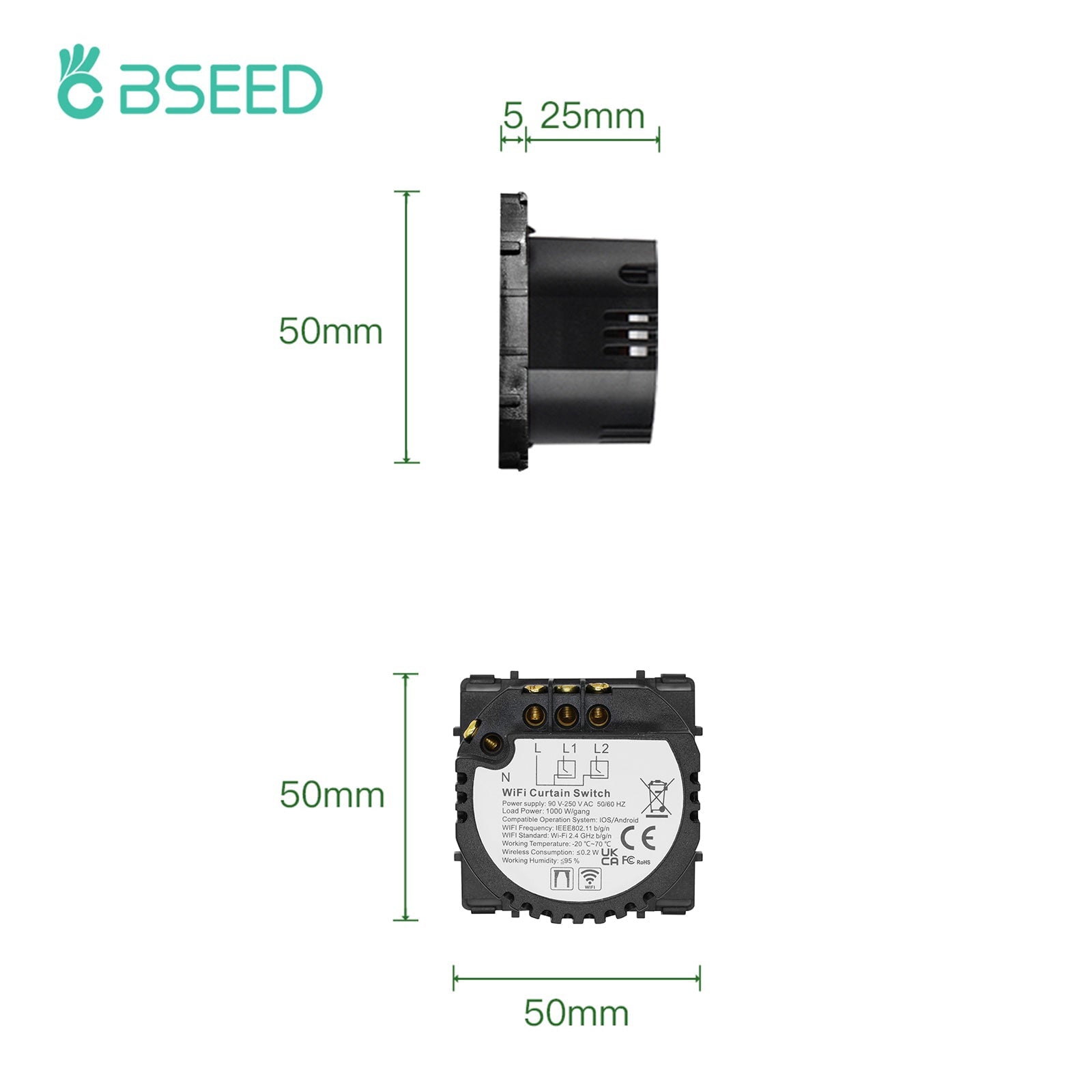 Bseed Wifi Curtain Switch Function Key Touch Curtain Switch Insert 变频/可调速驱动器 Bseedswitch 