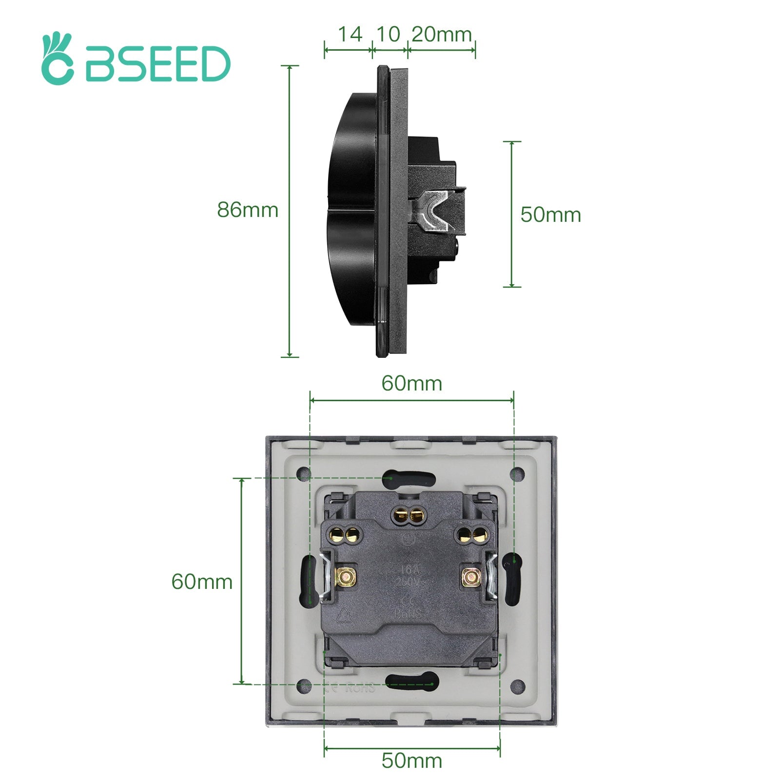 BSEED France Sockets Power Wall Outlet Single Frames Home Wall Power Sockets Glass Panel Power Outlets & Sockets Bseedswitch 