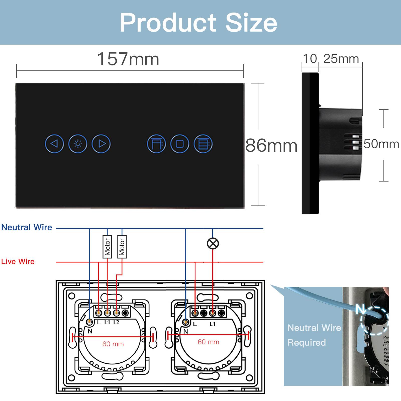 BSEED WiFi dimmer switch with shutter switch Light Switches Bseedswitch 