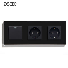 BSEED 1/2/3 Gang 1Way Light Switch With Normal Eu Socket Power Outlets & Sockets Bseedswitch 