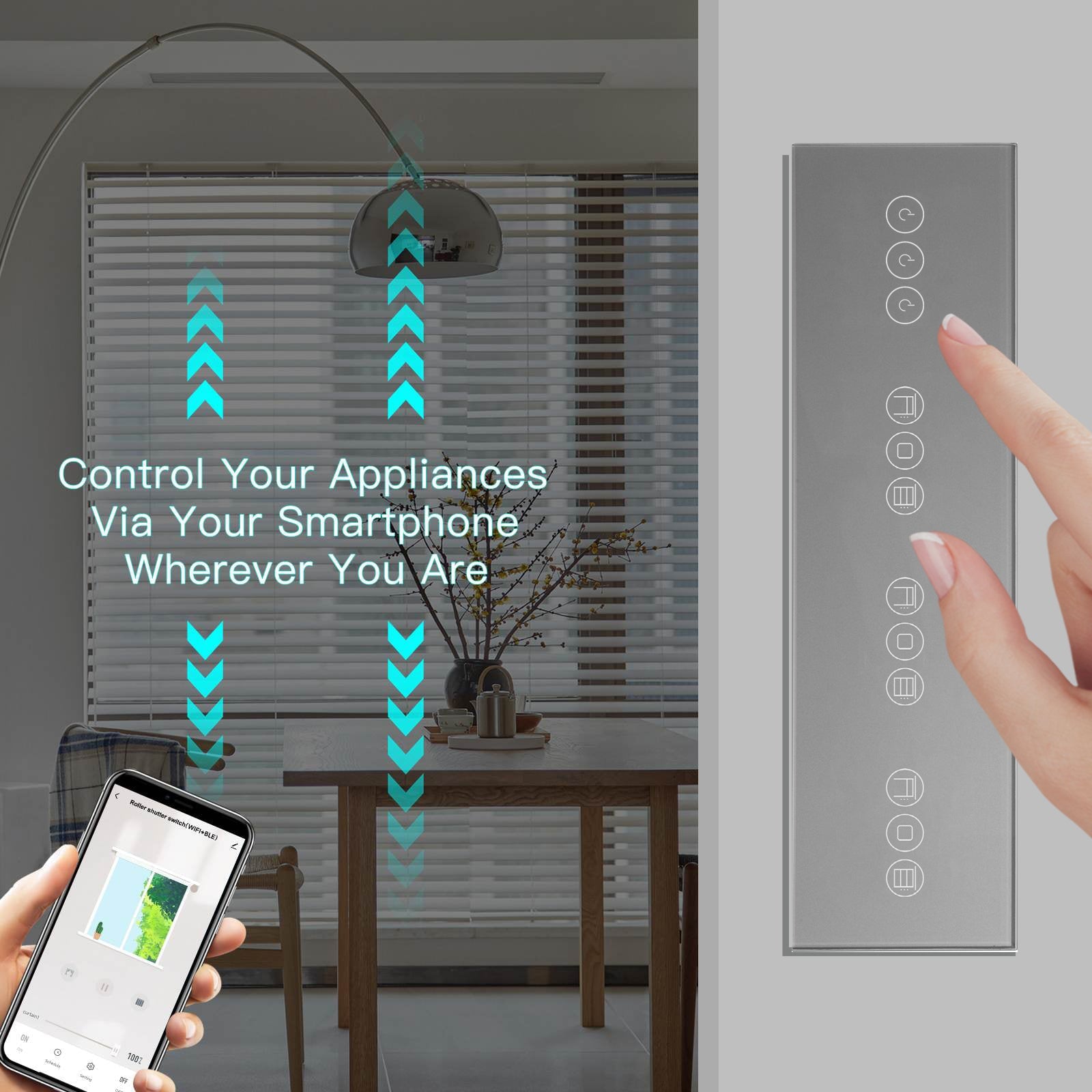 BSEED 1/2/3 Gang WiFi Switch With Triple Roller Shutter Switch 299mm Light Switches Bseedswitch 