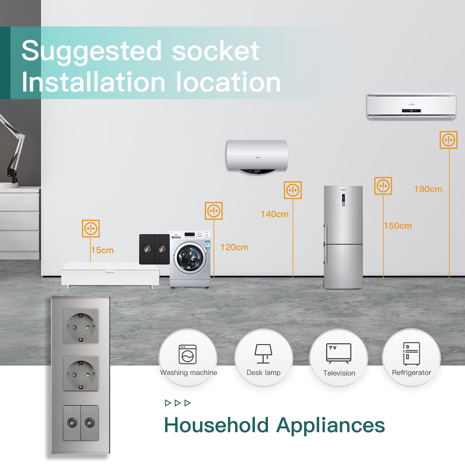 BSEED EU Standard Wall Socket With Double TV Socket Crystal Glass Panel Power Outlets & Sockets Bseedswitch 