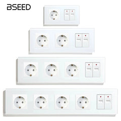 BSEED EU Standard Socket With Double USB Charger 5V 3.1A Power Wall Socket Crystal Glass Panel 100V-240V Power Outlets & Sockets Bseedswitch 