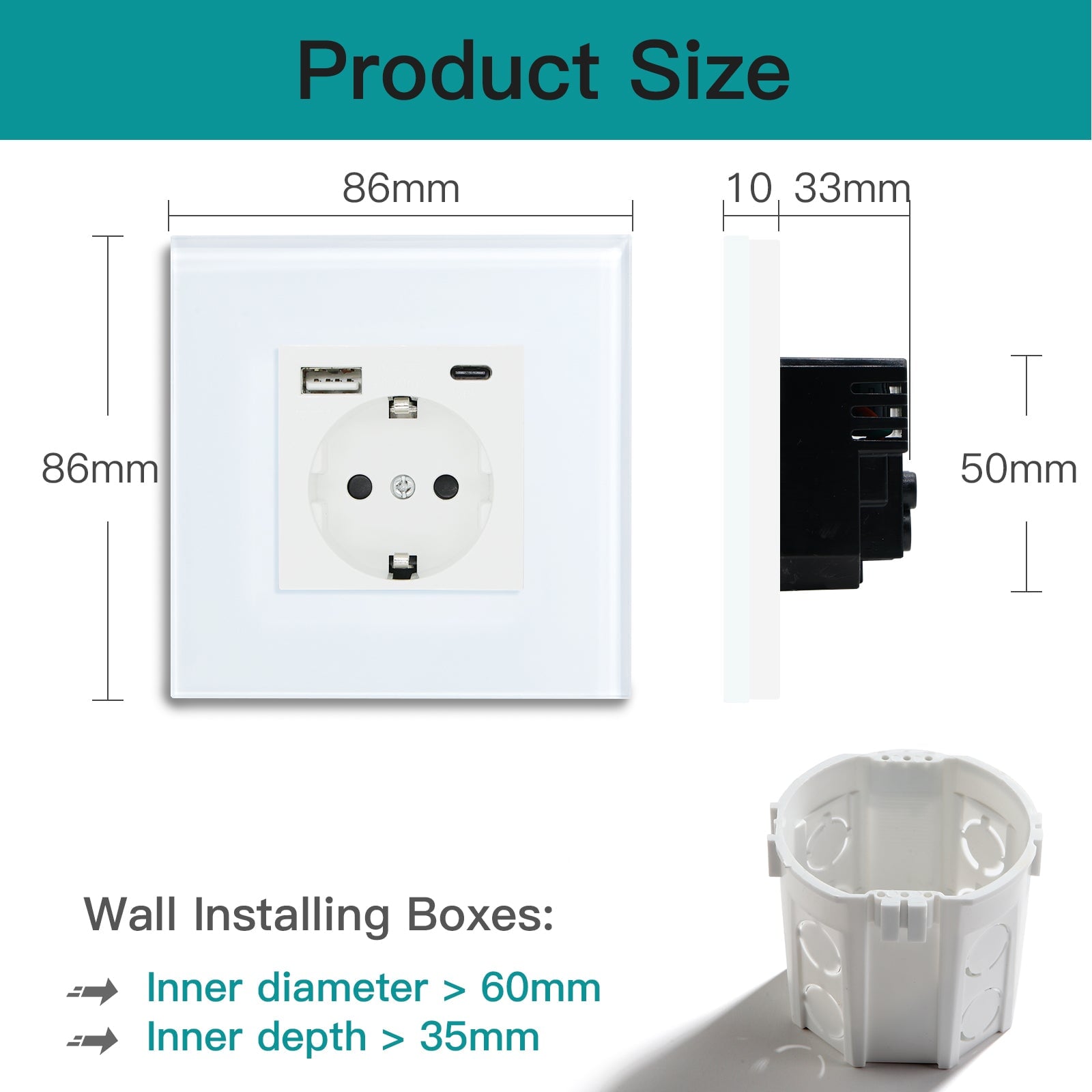 BSEED Multiple EU sockets Type-C Interface Outlet Wall Socket With Charge Port With USB Power Outlets & Sockets Bseedswitch 