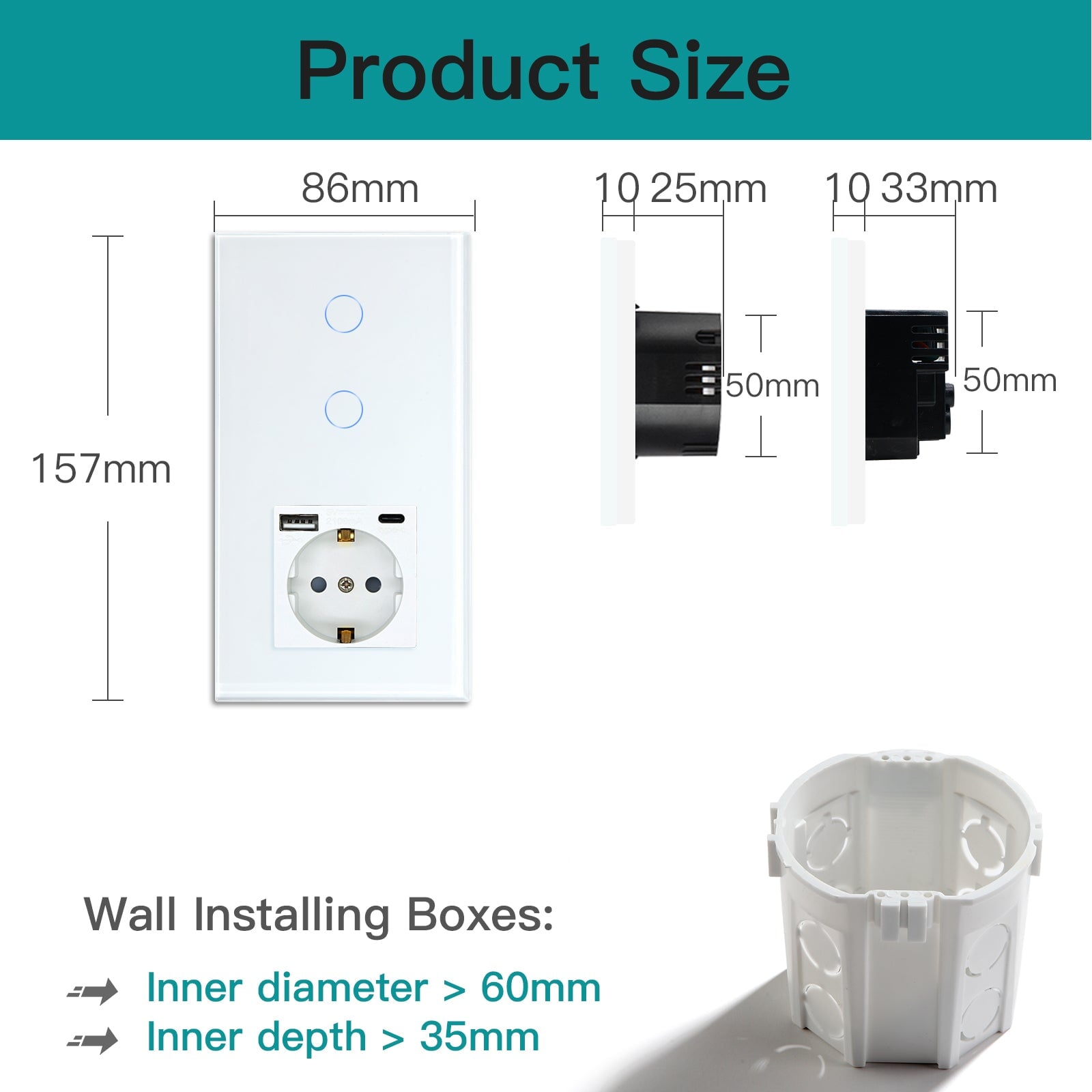 Bseed Zigbee 1/2/3 Light Switch 1/2/3 Way With EU Socket With USB and type-c Light Switches Bseedswitch 