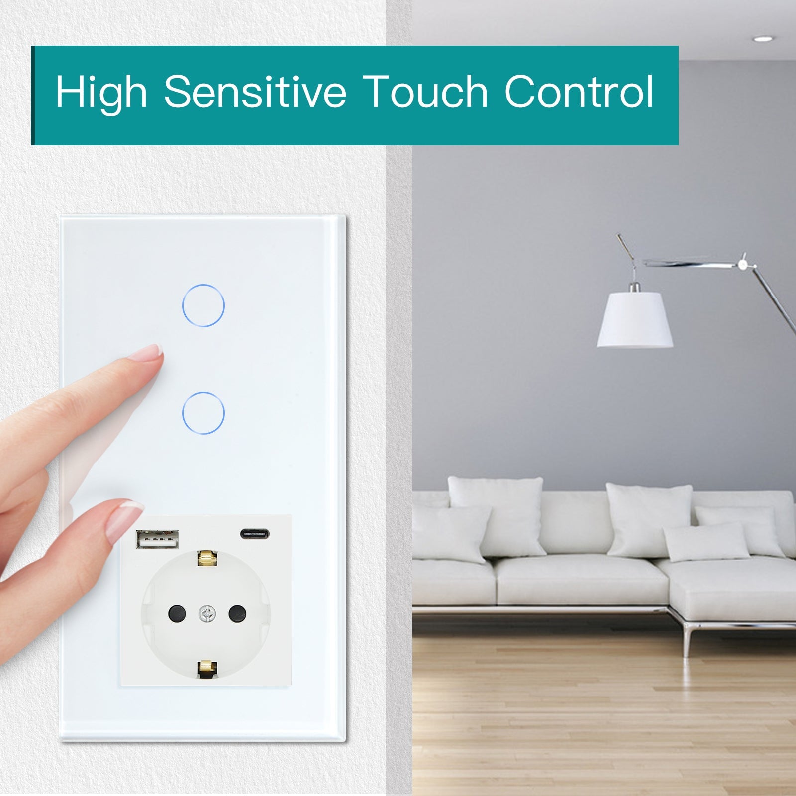 Bseed Zigbee 1/2/3 Light Switch 1/2/3 Way With EU Socket With USB and type-c Light Switches Bseedswitch 