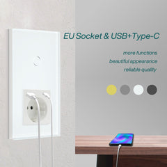 BSEED Smart Touch Switches 1/2/3Gang Wifi Light Switch Plus EU Wall USB Socket Type-c Smart Life Google Alexa App Control Light Switches Bseedswitch 